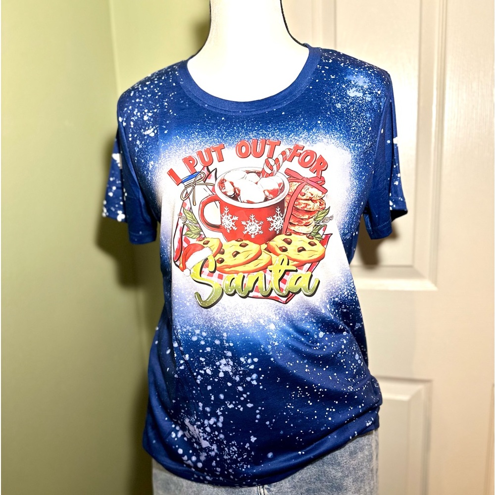 I Put Out For Santa (Milk & Cookies) Tie Dye Holiday Crew T- Shirt🍪